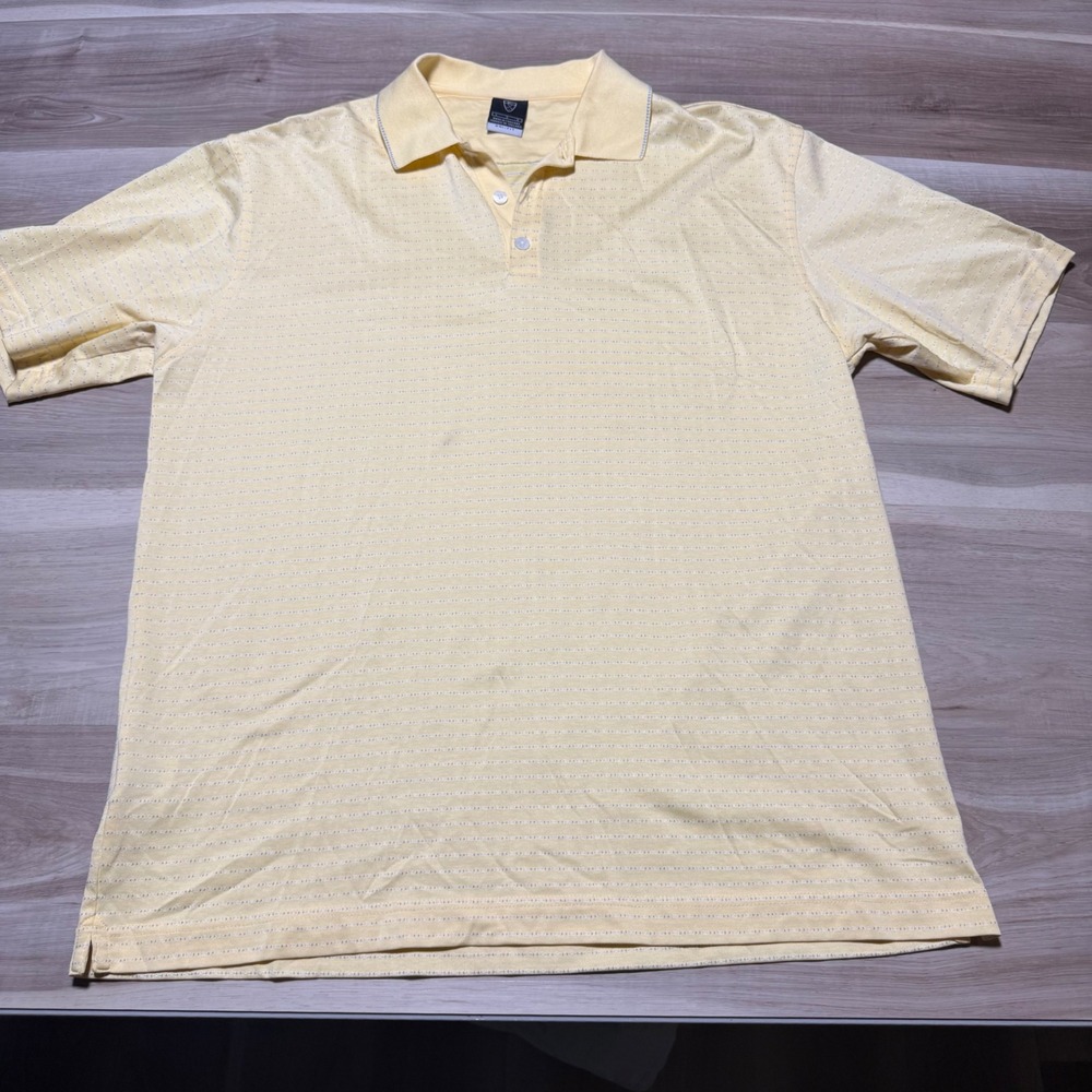 Nike Golf Dri-FIT Polo‎ Shirt Mens L Yellow Striped Short Sleeve Performance Tee